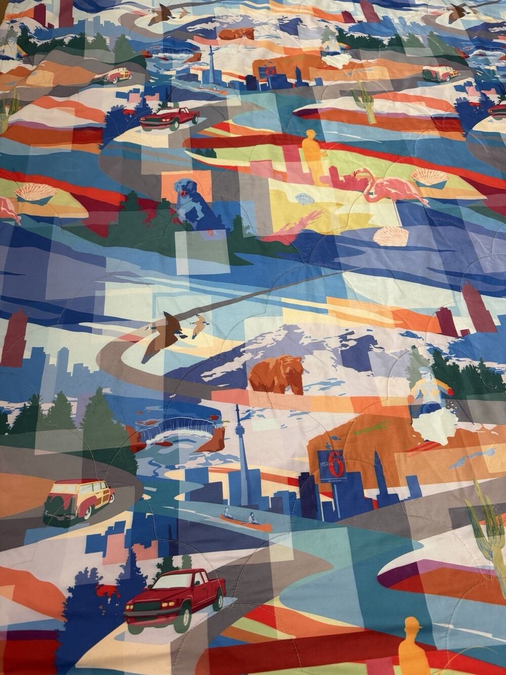 Motel 6 Journey Across America King Vintage Bedspread